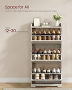 VASAGLE Shoe Cabinet with 3 Flip Drawers, Shoe Organizer, Adjustable and Removable Dividers, Holds 12-20 Pairs, Entryway, 9.4 x 23.6 x 47.7 Inches, Oatmeal Beige ULBC036LN02S - color: Oatmeal Beige, size: 9.5"D x 23.6"W x 47.7"H, style: shoe cabinet