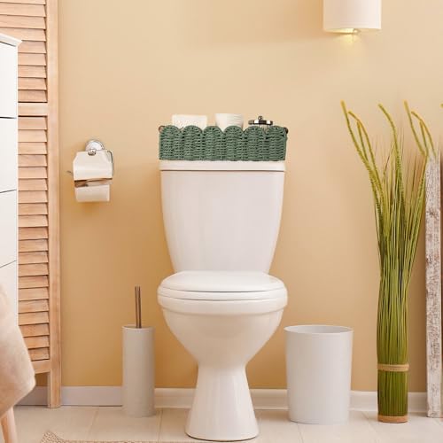 Toilet Paper Storage Basket Bathroom Counter Organizer Wicker Baskets for Organizing Cute Basket for Apartment Bedroom Nursery Room Kitchen Bathroom Decor-Green - color: Green