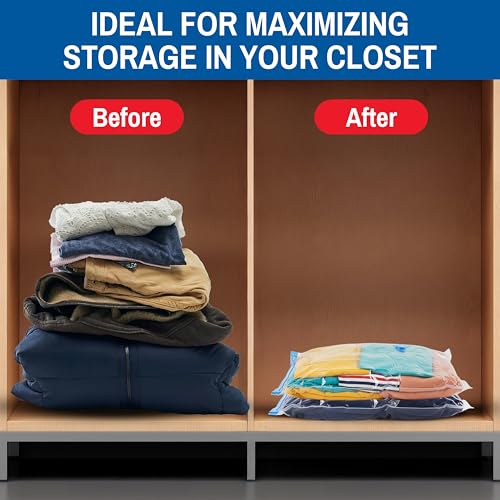 10 Pack Small Vacuum Storage Bags for Comforters, Blankets & Clothes – Vacuum Sealed Compression Bags with Hand Pump – Space Saver Storage Bags for Bedding, Moving, Travel & Organization - size: 10 Small Bags