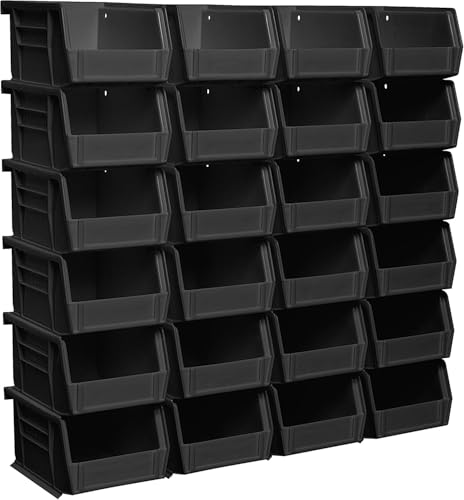 Akro-Mils 30210 AkroBins Plastic Storage Bins, Space-Saving Stackable Bins for Garage, Pantry, Craft Organization, 5" x 4" x 3", Black, 24-Pack - color: Black