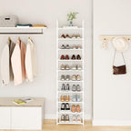 10-Tier Tall Shoe Rack for Closet, Entryway, Adjustable Sturdy Durable Shoe Shelf,Narrow Shoe Stand Organizer (18" W×10" D×72.8" H,White) - size: 10-Tier-White(18" W×10" D×72.8" H)