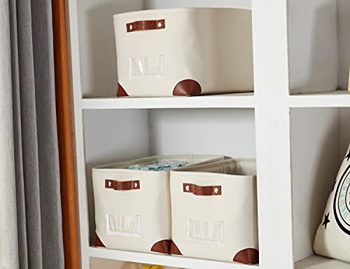 DECOMOMO White Storage Bins Fabric Storage Baskets for Shelves & Linen Closet Organization (Creamy White W/ Label holder, Large - 3 Pack) - color: Creamy White W/ Label Holder, size: Large/3P