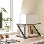 YATINEY Desktop Printer Stand, 2-Tier Printer Table with Storage Shelf, Under Desk Printer Stand for Office, Open Organizer Shelf, Easy Assembly, Rustic Brown PS02BR