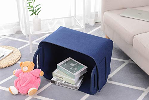 Storage Basket Felt Storage Bin Collapsible& Convenient Box Organizer with Carry Handles for Office Bedroom Closet Babies Nursery Toys Laundry (Navy Blue, 17.9inch（L）×12.2inch（W）×11.6inch（H）) - color: Navy Blue, size: 17.9inch（L）×12.2inch（W）×11.6inch（H）