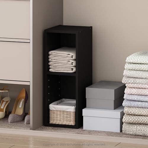 Furinno Reed 2-Tier Closet Organizers and Storage, Closet Organizer, Open Shelf Closet Storage, for Wardrobe, Bedroom, Living Room, 8-Inch Width, Blackwood - color: Blackwood, size: 2-Tier; 7.9" W
