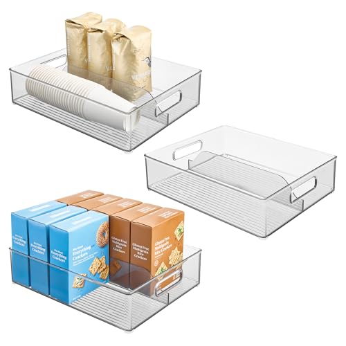 iDesign Divided Pantry Bin with Handles for Pantry, Refrigerator, or Freezer - Set of 3 - Clear - style: Pack of 3