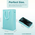 Odonata Slim Laundry Hamper Handles Collapsible Laundry Basket Thin Dirty Clothes Basket Narrow Laundry Bag Foldable Dirty Hamper 45L (Baby Blue) - color: Baby Blue