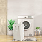 Odonata Slim Laundry Hamper Handles Collapsible Laundry Basket Thin Dirty Clothes Basket Narrow Laundry Bag Foldable Dirty Hamper 45L (Beige) - color: Beige