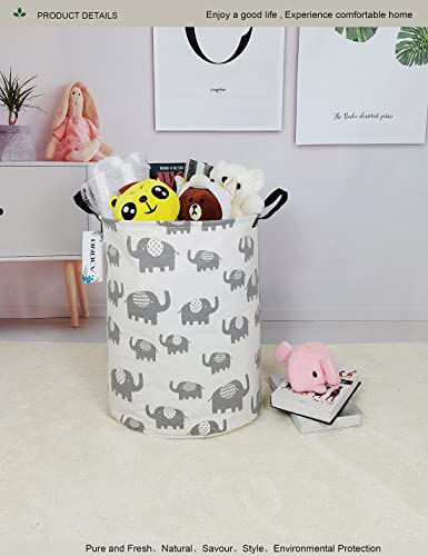 Round Elephant Laundry Basket,Collapsible Laundry Hamper for Nursery,Cute Elephant Toy Storage Bin for Kids,Waterproof Storage Basket for Home,Bedroom,Playroom,New Parent Gift(Grey Elephant) - color: Grey Elephant