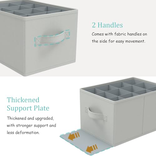2 Pack Shoe Organizer for Closet, Fits Up to 24 Pairs, Foldable Space-saving Storage Container Bins with Reinforced Handles, 16.5 x 12.6 x 10.2 In, Grey, XSNX02G-2 - color: Grey
