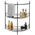 Pedestal Sink Organizer - Compact Under Sink Rack with 2 Storage Shelves and Towel Holder - Space Saving Bathroom Storage by Lavish Home (Black) - color: Black