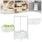 Multi-Layer Kitchen Storage Basket 3Tier Rotating Vegetable Organizer Cart with Casters Detachable Rolling Living Room Standing Rack with Shelve for Lliving rooms, Kitchens,Bathrooms,14.3*23.6in White - size: 3Tier-White