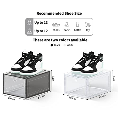 Large Clear Plastic Shoe Boxes Stackable, 10 Pack Drop Front Shoe Storage Box 0rganizer, Sneaker Storage Shoe Containers Display Case for Size 12 (Ash 10pack) - color: Ash, size: 10 PACK