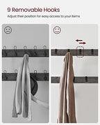 VASAGLE Coat Rack, Hall Tree with Shoe Bench for Entryway, Entryway Bench with Coat Rack, 4-in-1, with 9 Removable Hooks, a Hanging Rod, 13.3 x 28.3 x 72.1 Inches, Charcoal Gray and Black UHSR040B04 - color: Charcoal Gray + Black, size: 28.3"W