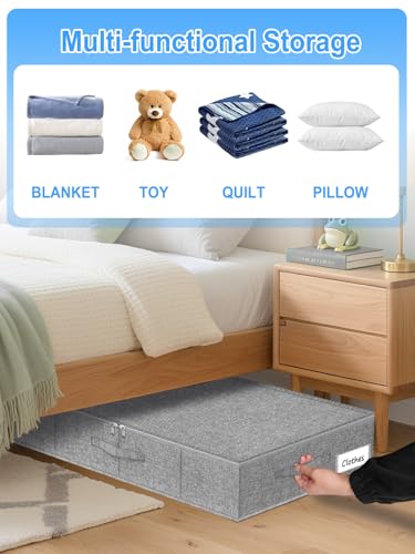 6.7-Inch Tall Under Bed Storage Container, Underbed Storage Bin w/Rigid Sides & Bottom, Large Under-Bed Clothes Organizer with Zippered Lid for Bedroom, Dorm, Sofa, 30x15x6.7 Inches, Gray - color: Gray-rigid-2pcs, size: 6.7 inch
