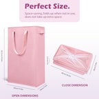 Odonata Slim Laundry Hamper Handles Collapsible Laundry Basket Thin Dirty Clothes Basket Narrow Laundry Bag Foldable Dirty Hamper 45L (Pink) - color: Pink