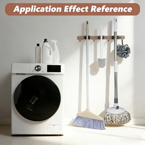3 Racks and 4 Heavy Duty Hooks Mop and Broom Holder Wall Mount, Stainless Steel Broom Organizer Storage Utility Tool Racks for Home, Kitchen, Garage, Laundry Room. Rose Gold - color: Rose Gold