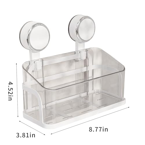 Shower Caddy Suction Cup, Removable Bathroom Organizer Shelf for Shower Storage, No Drilling Clear Square Shower Shelves, Large Capacity & Reusable, 1 pack - color: White2