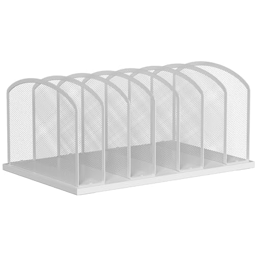 MINDEPOT Desk File Organizer Vertical 7 Sections Mesh File Sorter Paper Storage Organizer for Desk, Office Organization File Holder Rack, White - color: White, size: 1Pack