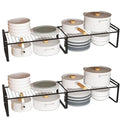 Expandable Cabinet Shelf Rack Set of 2, 13"~24" L X 8" D X 7" H Stackable Kitchen Cabinet Organizer Shelves Set of 2 for Countertop Pantry Cabinet Accessories - color: Black