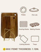 2 Pack Pot Lid Organizer Cutting Board Holder Inside Cabinet 304 Stainless Steel Pot and Pan Organizer Under Cabinet Cookie Sheet Bakeware Serving Tray Cooling Rack Stand Kitchen Countertop Matte Gold - color: 2 Packs Matte Gold