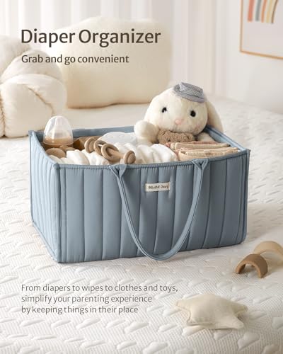 Blissful Diary Baby Diaper Caddy Organizer, Stylish Storage Basket for Newborn Essentials and Diaper Station, Gift for Baby Shower and Registry Must-Have, Dusty Blue - color: Dusty Blue