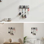Key Holder Wall Mounted with Screws and Anchors, Black Multifunctional Key Hanger with 7 Hooks, Entryway Front Door Kitchen Hallway Garage Office - color: 5 Cats Black