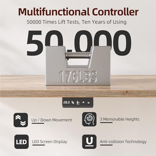 TIQLAB Standing Desk with Two Drawers, Stand Up Standing Desk Adjustable Height, Electric Sit Stand Table with Storage Shelf and Splice Board, 55 * 28 inch, Maple - color: Maple, size: 55*28 inch without keyboard tray