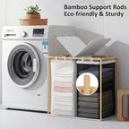 efluky Laundry Hamper with Lid, Double Laundry Hamper with 2 Removable Bags, 2 Section Laundry Basket with Bamboo Handles for Bathroom, Bedroom & Laundry Room, 140L (36.9 Gallon) Light Grey - color: Light Grey, size: 140L Dual