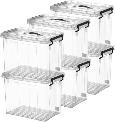90 QT 6-Pack Heavy-Duty Stackable Clear Storage Bins with Lids - Premium Clear Plastic Organizing Containers for Home, Office, BPA-Free, Pull Handles and Secure Latches - style: 90 QT 6-Pack