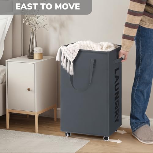 Goodpick 75L Laundry Basket with Wheels & Removable Wash Bag, Large Rolling Laundry Hamper for Clothes, Dorm Room Essentials, Grey - color: Grey 1-Pack