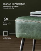 VASAGLE EKHO Collection - Bench for Entryway Bedroom, Synthetic Leather with Stitching, Ottoman Bench with Steel Legs, Living Room, Mid-Century Modern, Loads 660 lb, Forest Green ULOM076C01 - color: Forest Green, style: Steel Leg Bench