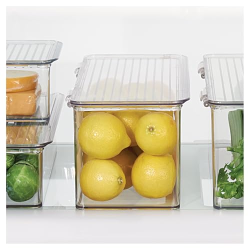 iDesign Plastic Stackable Hinged-Lid Storage Box for Kitchen, Bathroom, or Office - Set of 6 - Clear - style: Pack of 6
