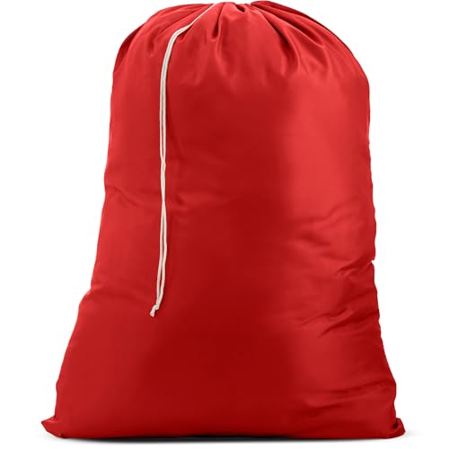 Handy Laundry Extra Large Heavy Duty Laundry Bag – Durable Nylon, Locking Drawstring, Machine Washable, Fits Hamper or Basket, Travel & Dorm Essentials, Holds Up to 3 Loads (Red) - color: Red, size: 30" x 40"