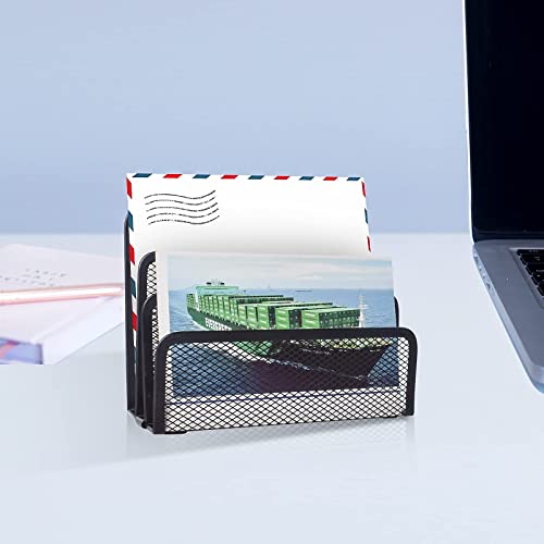 wishacc Desk Mail Organizer Small File Holders Letter Metal Mesh Document/Filing/Folders/Paper Organizer for Desktop
