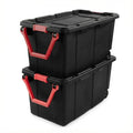 40 Gallon Wheeled Storage Tote with Lid – Heavy Duty Rolling Storage Bin with Ergonomic Handle & Secure Latches – Large Plastic Stackable Container for Garage Basement Workshop (Black) - size: Black