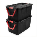 40 Gallon Wheeled Storage Tote with Lid – Heavy Duty Rolling Storage Bin with Ergonomic Handle & Secure Latches – Large Plastic Stackable Container for Garage Basement Workshop (Black) - size: Black
