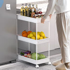 SPACELEAD 3 Tier Rolling Cart with Wheels, Storage Craft Art Trolley Organizer Serving, 3 Hanging Baskets Easy Assembly, for Office, Bathroom，Living Room, Kitchen, White - color: White