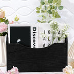 Suzile Wall Mounted File Holder Wood Magazine Holder Wall Hanging File Organizer for Office Mail Magazine Letter Paper Folder Organization (Black)