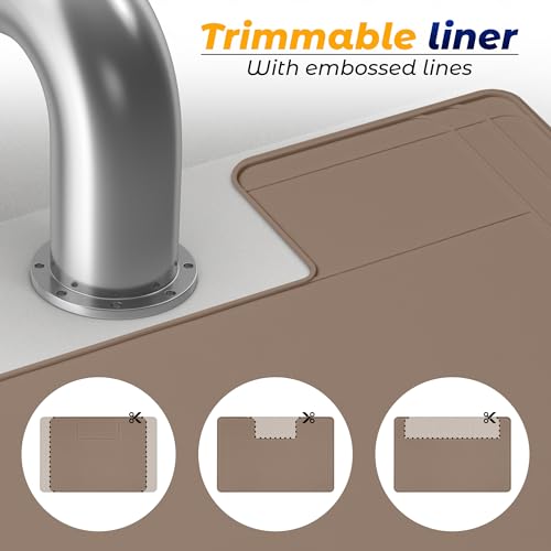 The Original Under Sink Mat - Silicone Waterproof mat, Trimmable, Easy to Clean, Kitchen cabinet liner, Under sink protector mats, Drip Tray with Lip - 34" x 22" or smaller - color: Brown, size: 34" x 22"