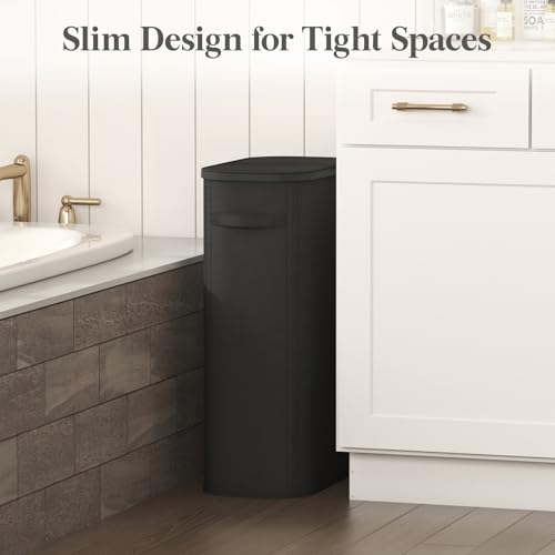 Lifewit Slim Laundry Basket with Lid, Narrow Large Laundry Hamper with Plastic Handles and Removable Bag, Tall Foldable Dirty Clothes Hampers for Laundry Room, Bedroom, Bathroom, Dorm, 65L Black - color: Black, size: 65L