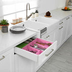 Simple Houseware Drawer Organizer Tray with 9 Adjustable Compartments, Pink - color: Pink, size: 1 Pack