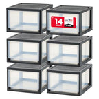 IRIS USA 14.5 Qt. Plastic Drawer Storage Organizer Stacking Drawers, 6-Pack, Stackable Unit with Sliding Drawer for Clothes Bedroom Kitchen Under Sink Pantry Craft Room Bathroom Dorm Office, Black - size: 14 Qt - 6 Pack