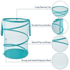 Seiritex Mesh Popup Laundry Hamper 115L Collapsible Laundry Basket No Lid Extra Large Capacity Foldable Clothing Storage Basket with Handles 26 H x 18 W x 18 L (Turquoise Blue) - color: Turquoise