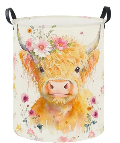 19.7" Laundry Basket,Dirty Clothes Hamper,Waterproof Storage Bin,Room Decor,Gift Baskets,Nursery Hamper(Yellow Calf) - color: Yellow Calf