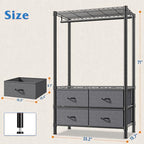 Raybee Clothes Rack, Heavy Duty Clothing Racks for Hanging Clothes, Portable Closet with 4 Drawers, Freestanding Garment Rack with Adjustable Shelves for Bedroom, Basement, Extra Space, Black - color: Black, style: Clothes Rack with Drawers
