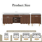 3More 40" Entryway Shoe Storage Bench,Upholstered Hidden Space Beneath Seat Cushion Bench,2-Tier Unique Geometric Shape with Wood Grain,Walnut - color: Brown