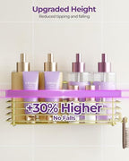 ODesign Shower Caddy 3 Pack SUS304 Stainless Steel-No Drilling-Shower Bathroom Shelves Rack,Rustproof Wall Mounted,Adhesive Shower Shelf Basket Organizer-Golden - color: Golden