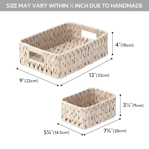GRANNY SAYS Wicker Baskets for Storage, Wicker Storage Basket for Organizing, Small Woven Baskets, Waterproof Basket for Vanity, Home Decor, 3-Pack - color: Butter Milk, size: 13"L x 9"W x 4"H + 2x 7¾"L x 5¾"W x 3½"H