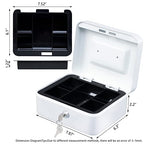 KYODOLED Medium Cash Box with Money Tray,Small Safe Lock Box with Key,Cash Drawer,7.87"x 6.30"x 3.54" White Medium - color: White, size: Medium